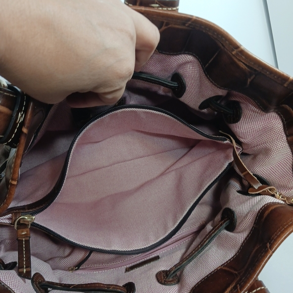 Dooney & Bourke Medium Chiara Bag Brown Crocodile Tote Purse Shoulder Bag - Picture 8 of 14